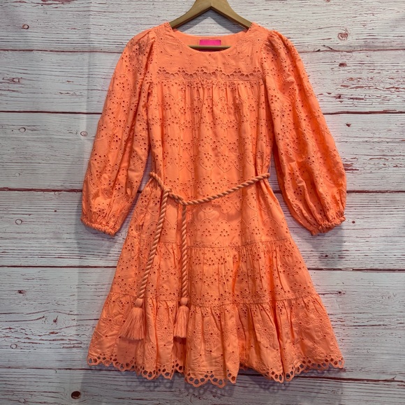 NWT Lilly Pulitzer Keyla Eyelet Swing Dress in Bellini Riviera Eyelet Sz XXS - Picture 3 of 13